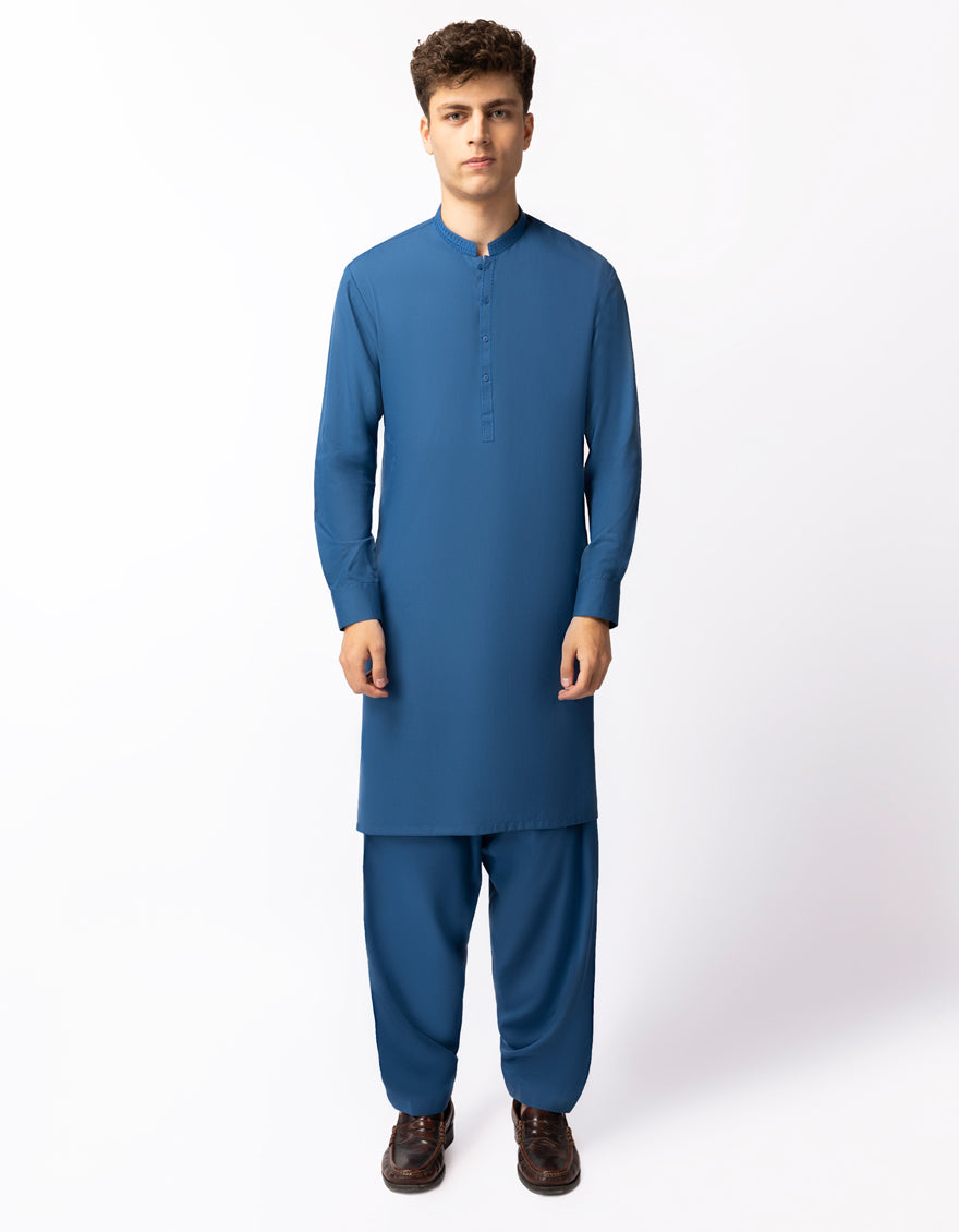 BLUE BLENDED KAMEEZ SHALWAR | JTKS-A-42035/S26/JJ10244-SF – J. Junaid ...