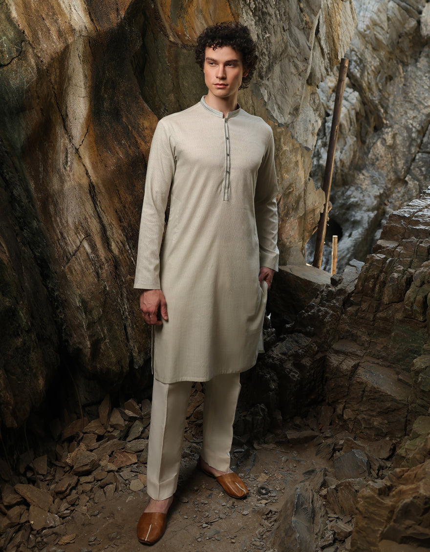 46487 APPLE GREEN COTTON KURTA | JJK-S-46487/S25/JJ9502-SF – J. Junaid Jamshed SA