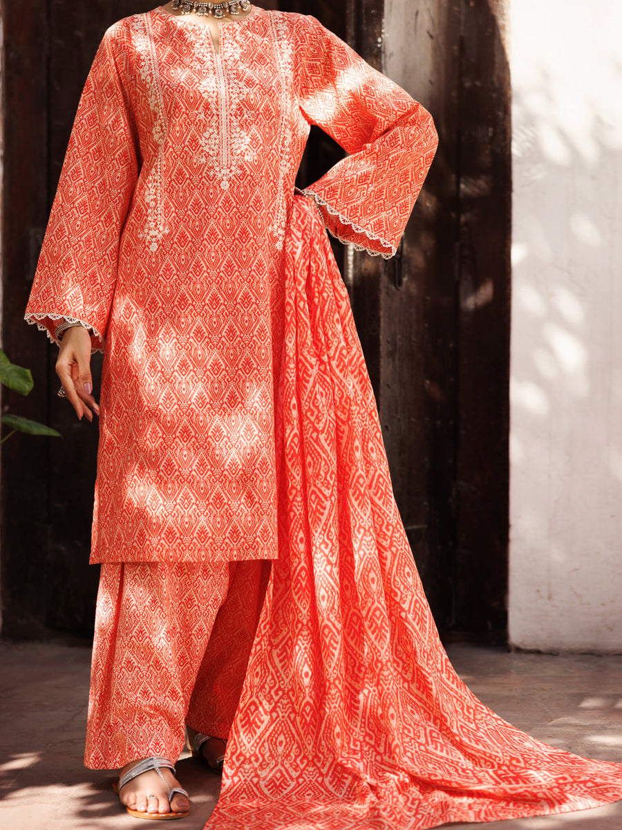 RED & WHITE LAWN 3PC STITCHED | ALP-3PS-2129/S FB-2129A – J. Junaid ...